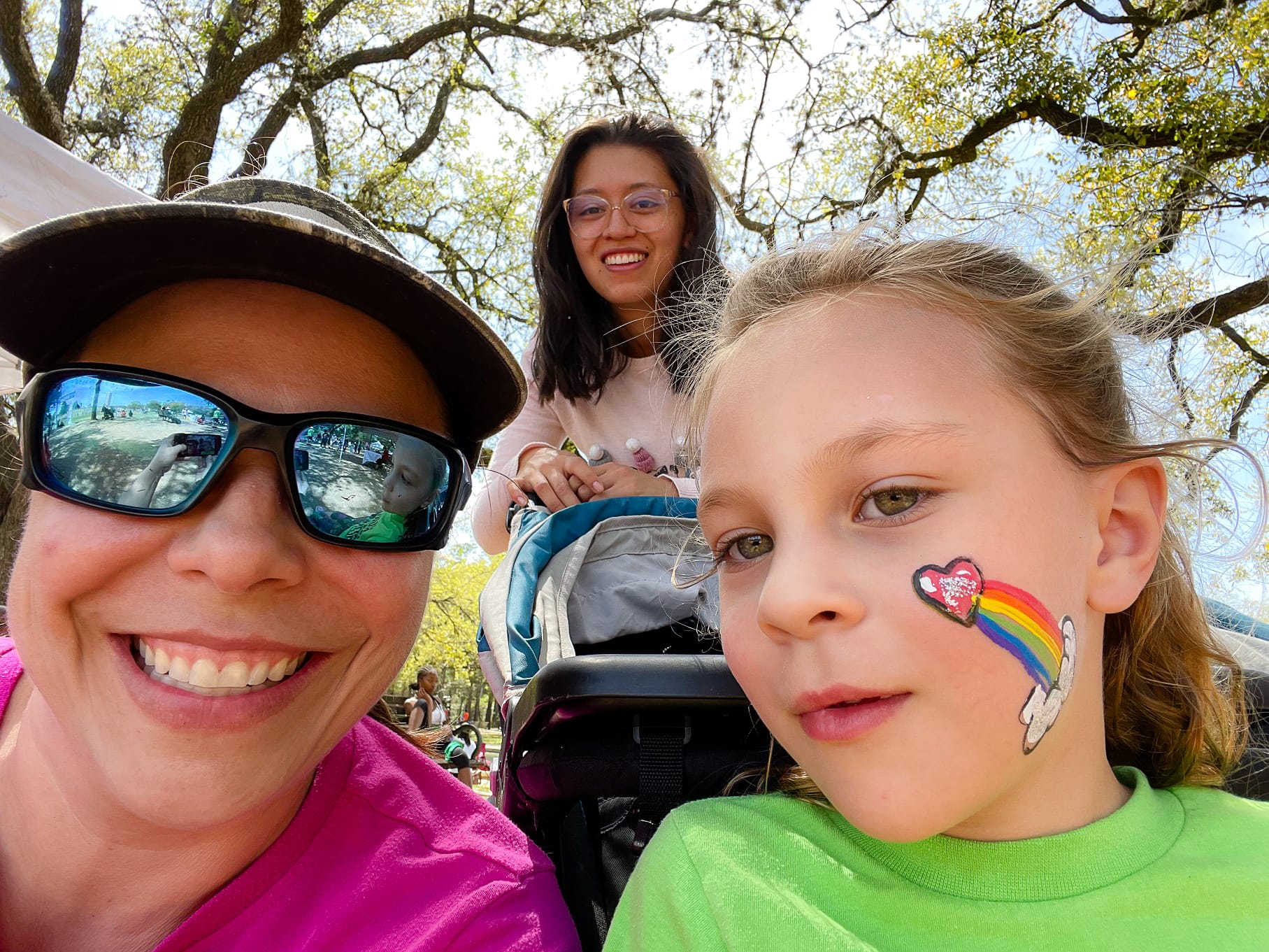 This Texas host family is taking a sunny stroll with their au pair
